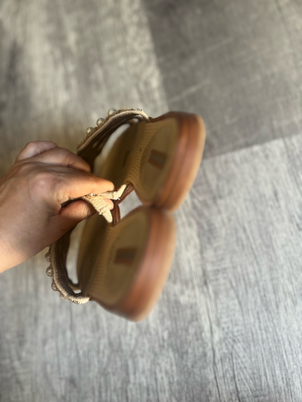 Sam Edelman Natural Pearl Embellished Woven Slide Sandals - Picture 8 of 10